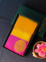 Olive green and purple Pure Vintage Kanchipuram Silk saree - PPURE128