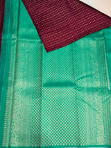 Maroon and aqua Green Pure Kanchipuram Silk saree - PPURE131