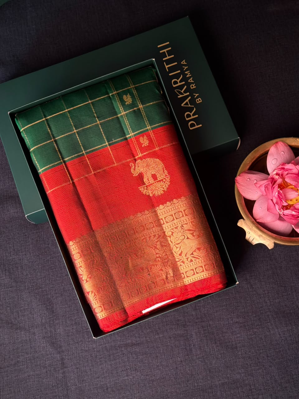 Green and Red Pure Vintage Kanchipuram Silk saree - PPURE123