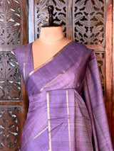 Lavender Tusser Silk saree- PBR63G