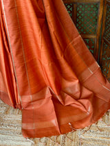 Rust Shade Tusser Silk saree- PBR63F
