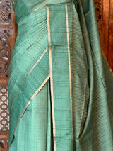 Mint Teal Shade Tusser Silk saree- PBR63E