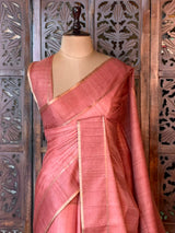 Peach Tusser Silk saree- PBR63C