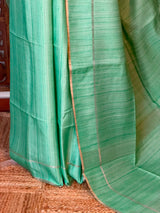 Aqua GreenTusser Silk saree- PBR63B