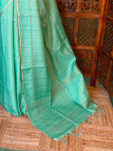 Aqua GreenTusser Silk saree- PBR63B