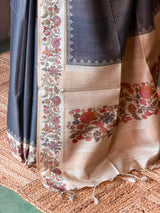 Grey Tusser Silk saree- PBR63J
