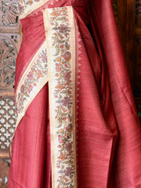 Maroon Tusser Silk saree- PBR63L