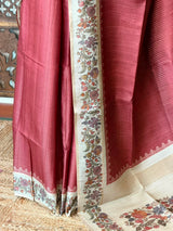 Maroon Tusser Silk saree- PBR63L