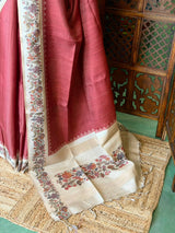 Maroon Tusser Silk saree- PBR63L