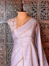 Pastal lavender Tusser Silk saree- PBR63E1