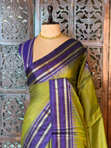 Green and blue Semi banarasi silksaree -PFAZ11