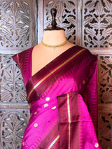 Magenta and maroon Semi banarasi silksaree -PFAZ10
