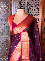 Maroon Semi banarasi silksaree -PFAZ13