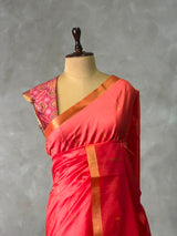 Peach Chanderi Silk cotton saree- PBR60JH