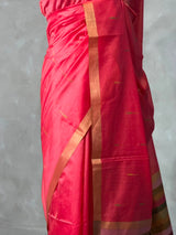 Peach Chanderi Silk cotton saree- PBR60JH
