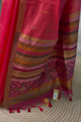 Peach Chanderi Silk cotton saree- PBR60JH