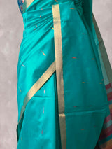 Peacock Blue Chanderi Silk cotton saree- PBR60JG
