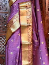 Dark lavender Semi banarasi silksaree -PFAZ12B