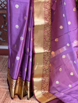 Dark lavender Semi banarasi silksaree -PFAZ12B