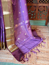 Dark lavender Semi banarasi silksaree -PFAZ12B