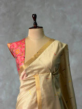 Sandal Chanderi Silk cotton saree- PBR60JE