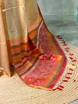 Sandal Chanderi Silk cotton saree- PBR60JE