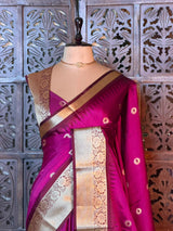 Magenta And purple Semi banarasi silksaree -PFAZ12C