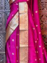 Magenta And purple Semi banarasi silksaree -PFAZ12C