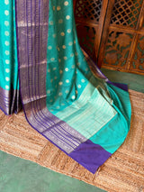 Aqua blue and Violet Semi banarasi silksaree -PFAZ12E
