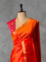 Orange Chanderi Silk cotton saree- PBR60JC