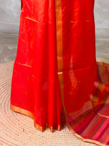 Orange Chanderi Silk cotton saree- PBR60JC