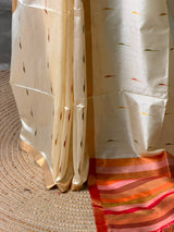Off white Chanderi Silk cotton saree- PBR60JB