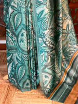 Aqua Blue tusser saree- PBR31T2C
