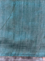 Aqua Blue tusser saree- PBR31T2C