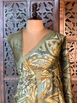 Fern Green tusser saree- PBR31T2A