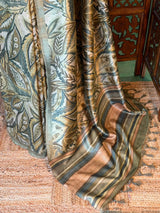 Fern Green tusser saree- PBR31T2A