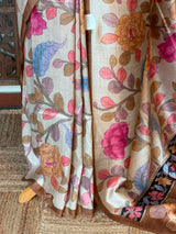 Sandal and Chicku Tusser saree- PBR31T2G