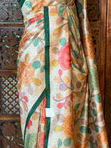 Sandal and Green Tusser saree- PBR31T2F