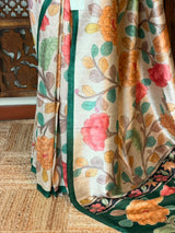 Sandal and Green Tusser saree- PBR31T2F