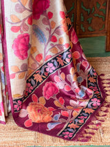 Sandal and Maroon Tusser saree- PBR31T2E