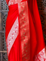 Red banarasi Mashru silk Saree - PBRH2