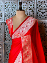 Red banarasi Mashru silk Saree - PBRH2