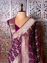 Dark Purple Banarasi khaddi Georgette Saree - PBRH1