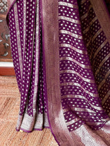 Dark Purple Banarasi khaddi Georgette Saree - PBRH1