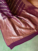 Dark Purple Banarasi khaddi Georgette Saree - PBRH1