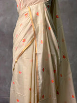 Ivory Chanderi silk cotton Jamdani woven saree- PBRJ21