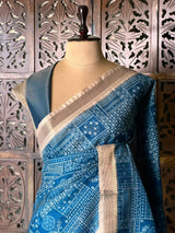 Blue Tusser silk saree- PBR31T3A