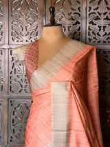 Orange Peach Tusser Silk saree- PBR31T4G