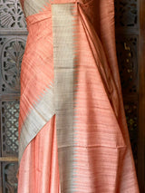 Orange Peach Tusser Silk saree- PBR31T4G