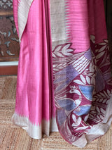 Pink Tusser Silk saree- PBR31T4E